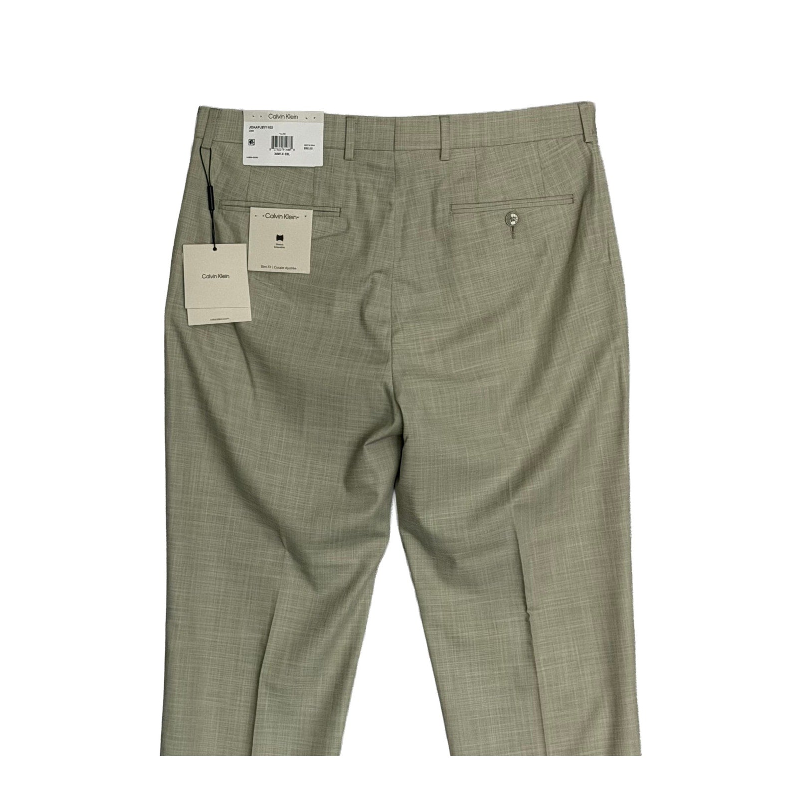 Calvin Klein Dress Pant Men's 34"x32" Slim Fit Jace Flat Front Stretch Taupe