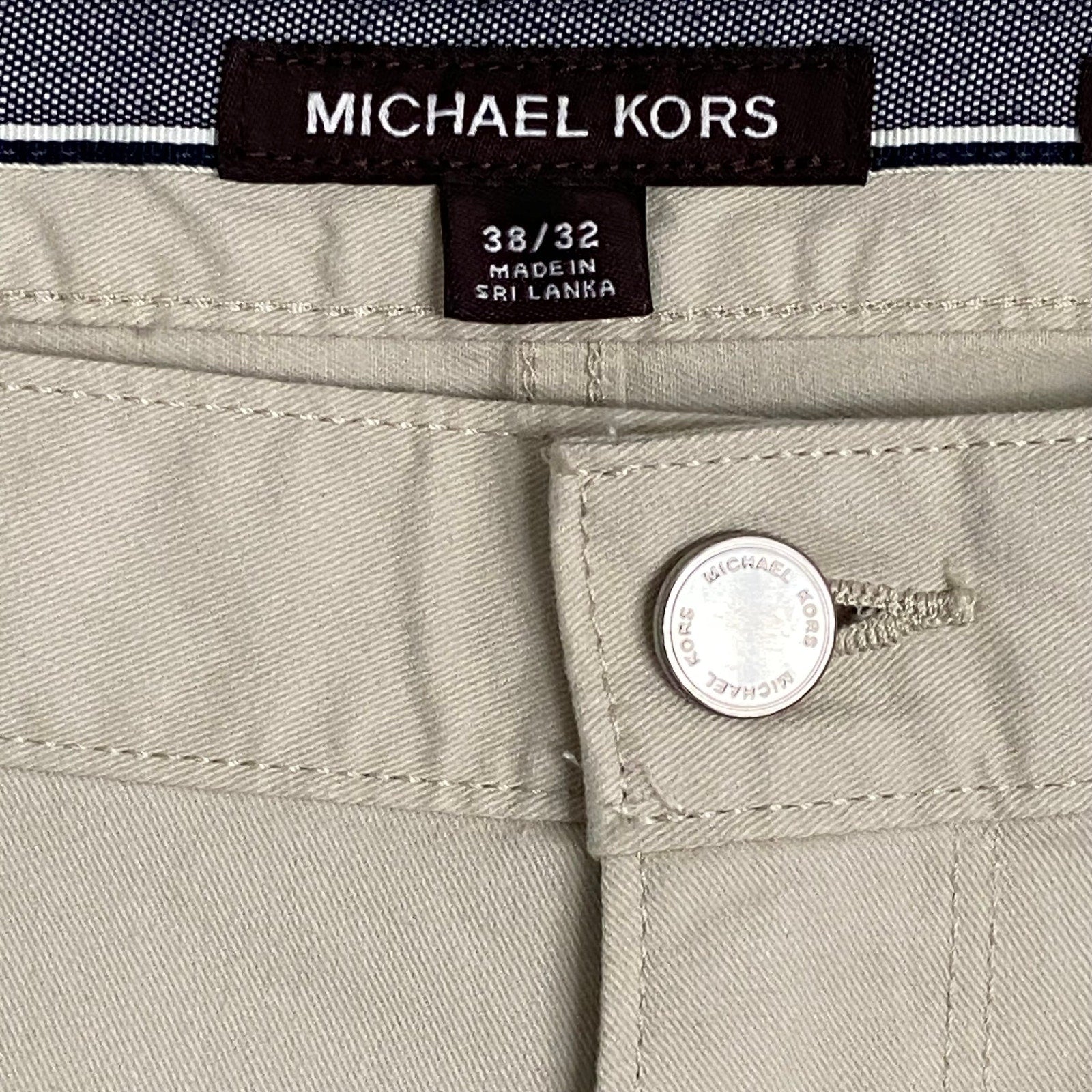 Michael Kors Men's 38x32 Parker Slim Fit Stretch Denim Pants Beige
