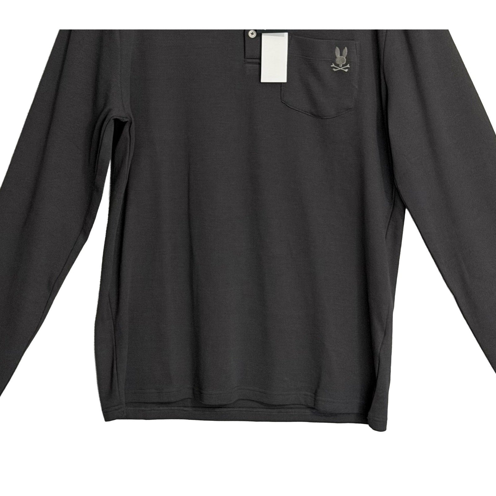 Psycho Bunny Henley T-Shirt Men's XL Long Sleeve Chest Pocket Dark Gray