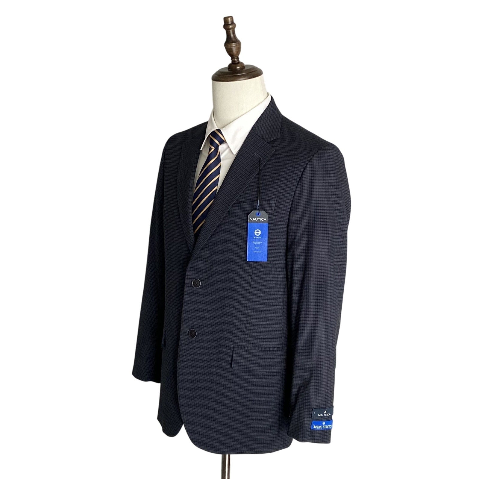 Nautica Sport Coat Men's 38R Modern Fit Active Lined Stretch Blue Check