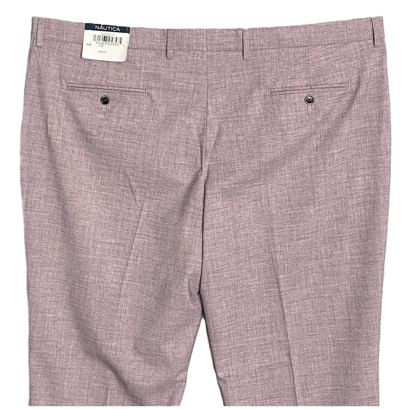 Nautica Ceylon Dress Pant Men's 46x32 Flat Front Active Stretch Lt Burgundy