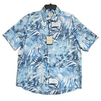 Bugatchi Shirt Men's Large Classic Fit Button-Up Short Sleeve Blue Floral