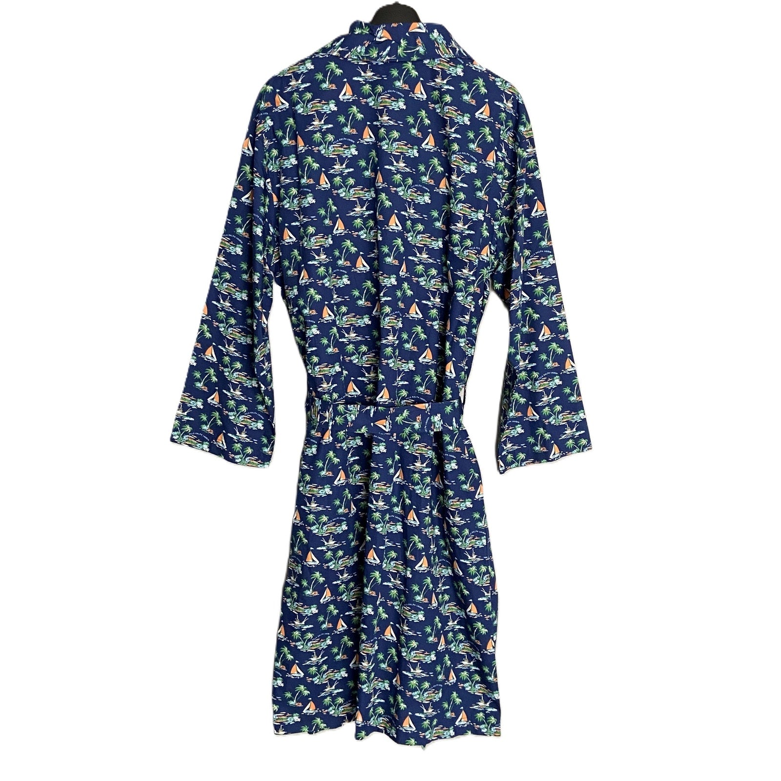 Polo Ralph Lauren Sleepwear Men's Cotton Robe Large/XL Blue Tropical