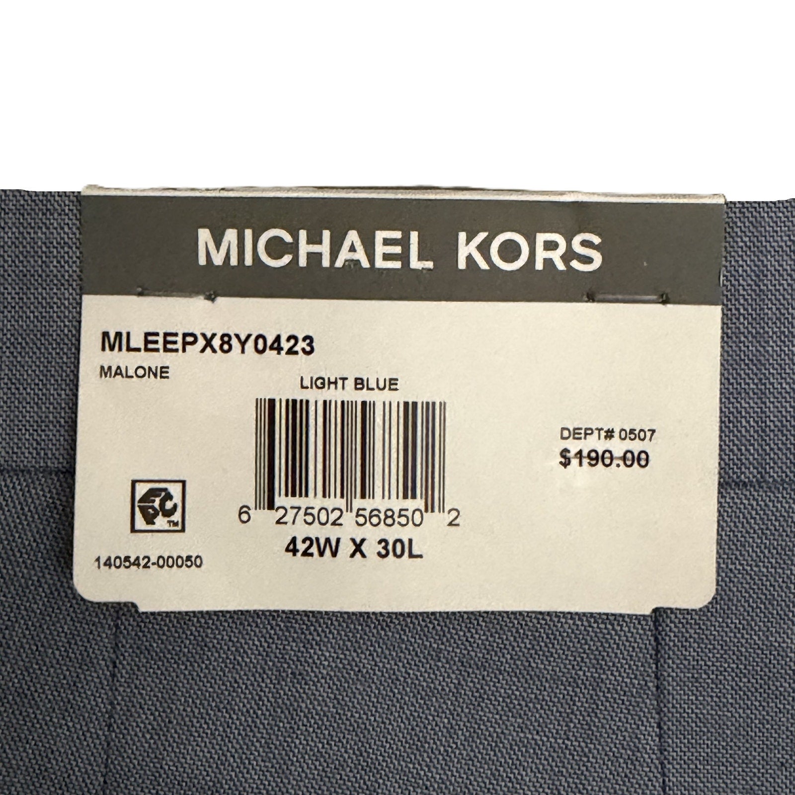 Michael Kors Dress Pant Men's 42"x30" Classic Fit Stretch Wool Blend Lt Blue