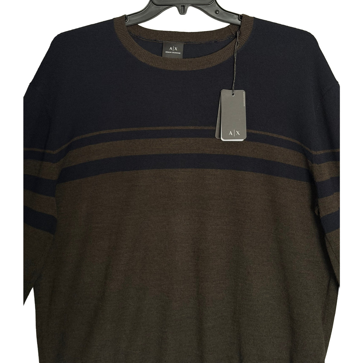 Armani Exchange Sweater Men's XXL Crew Neck Lightweight Wool Color-Block