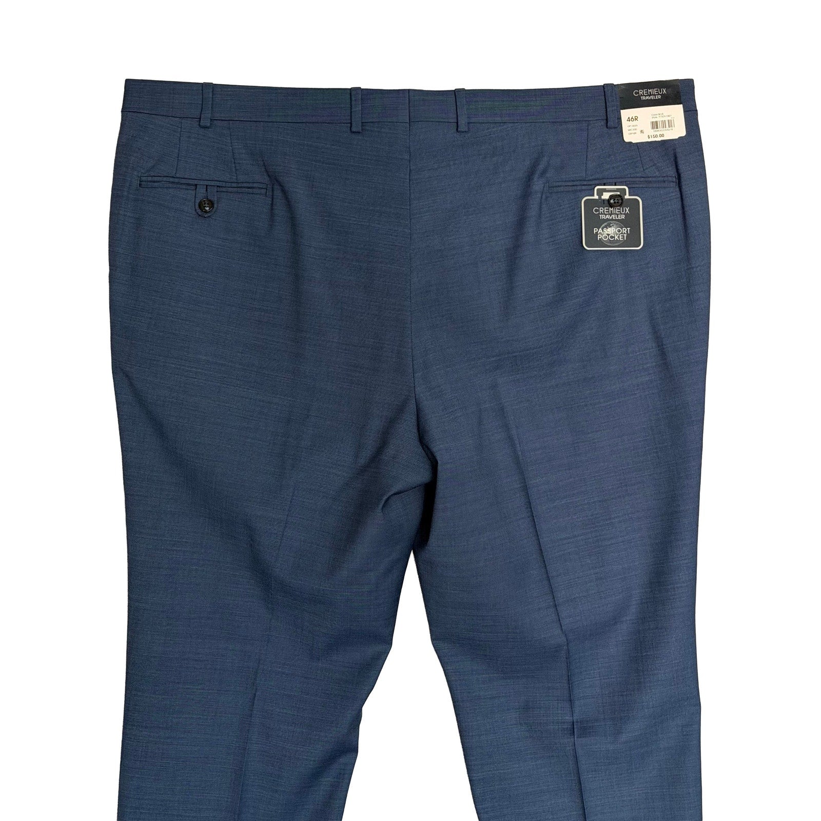 Daniel Cremieux Dress Pant Men's 46R Traveler Raw Hem Comfort Waist Blue