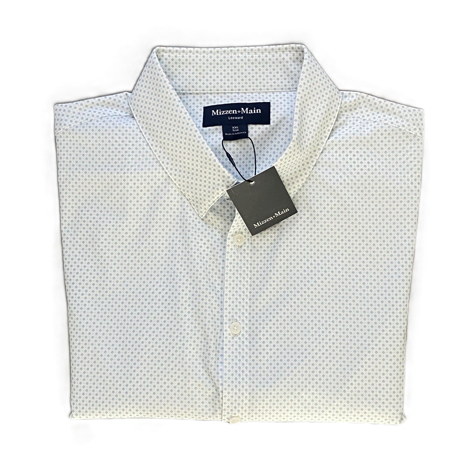 Mizzen+Main Shirt Men's XXL Leeward Trim Fit Long Slv White Double Diamond