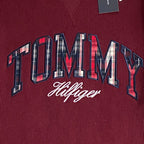 Tommy Hilfiger Tee Men's XL Long Sleeve Waffle-Knit Crew Neck Maroon