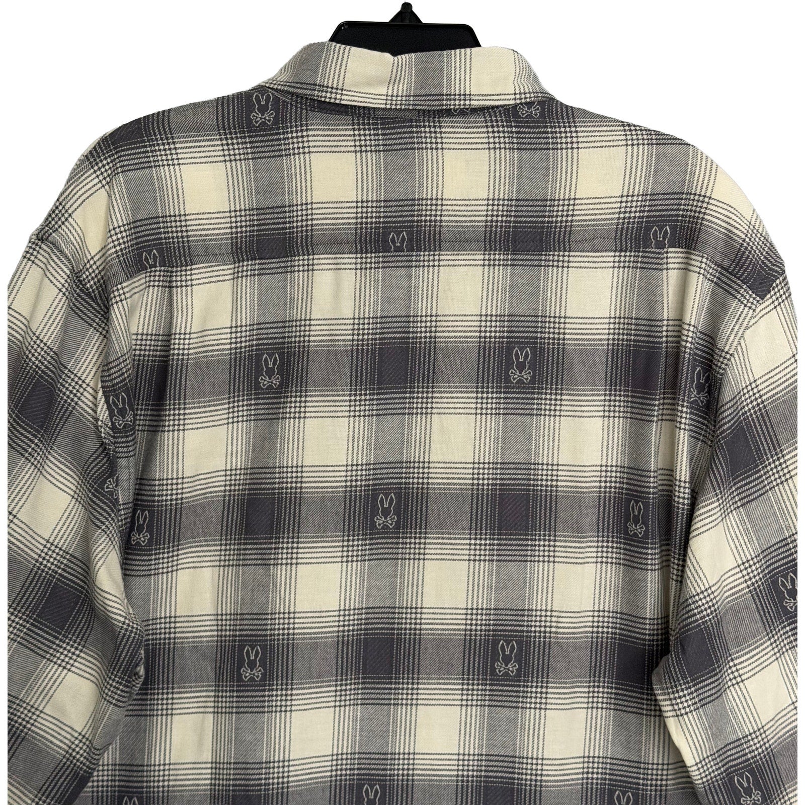 Psycho Bunny Flannel Shirt Men's XL Kurt Plaid Long Sleeve Blackened Pearl