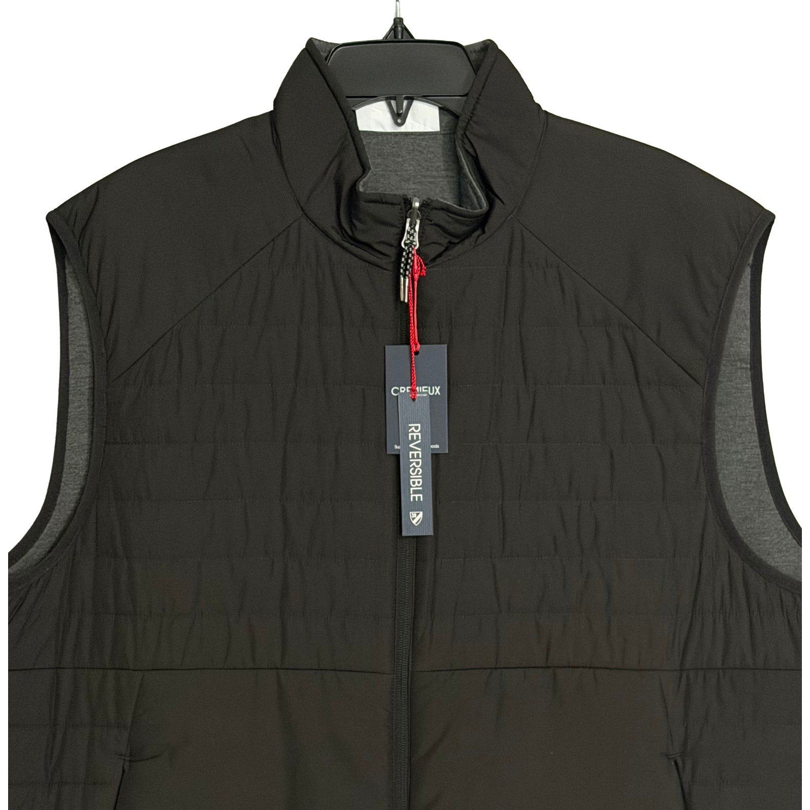 Daniel Cremieux Reversible Vest Men's XXL Full Zip Mock Neck Black Grey