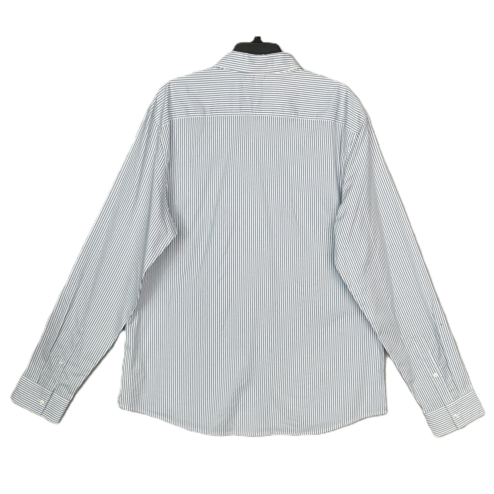 Michael Kors Dress Shirt Men's 2XL Slim Fit Long Sleeve Blue Pinstripe