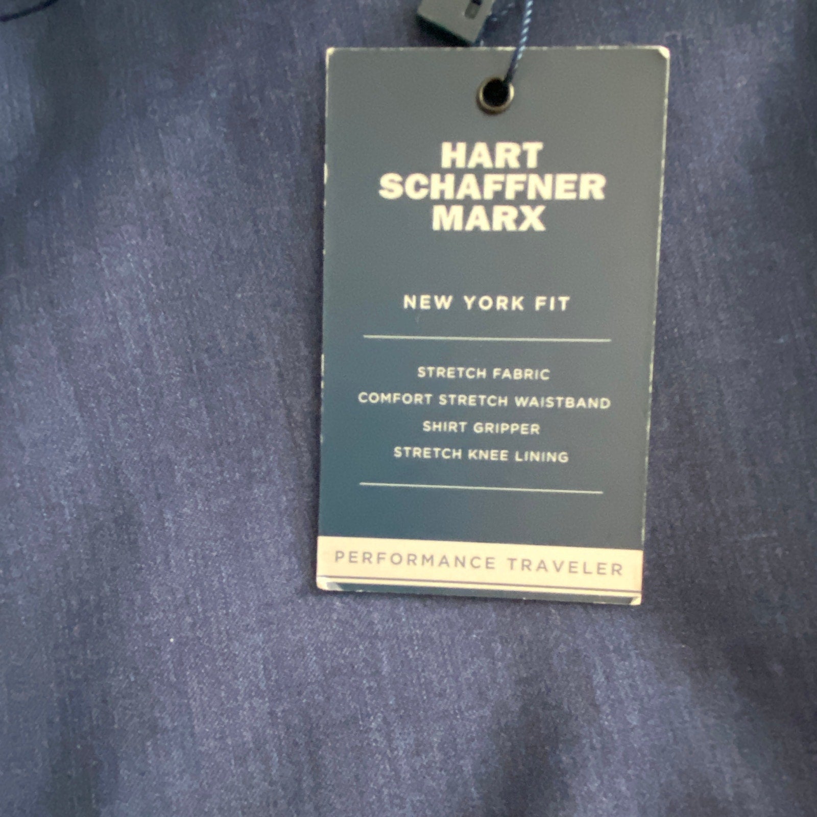 Hart Schaffner Marx Traveler Men's 44 Long Dress Pant New York Fit Wool Blue