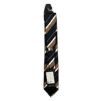 Boss Men's 100% Silk 3" Tie Black Brown White Stripe Made in Italy