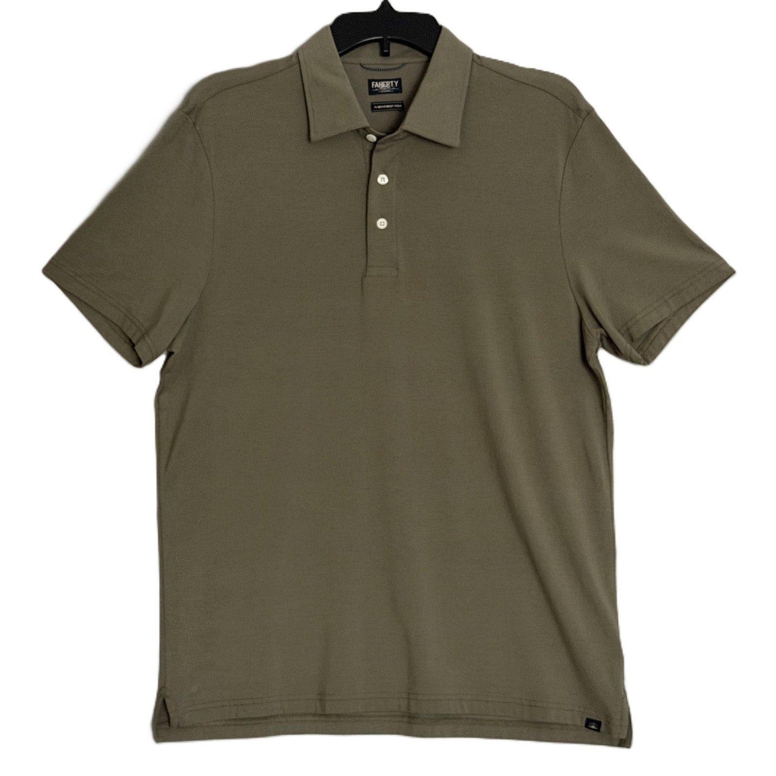 Faherty Reserve Polo Shirt Men's Large Movement Polo Pima Cotton Olive Pine