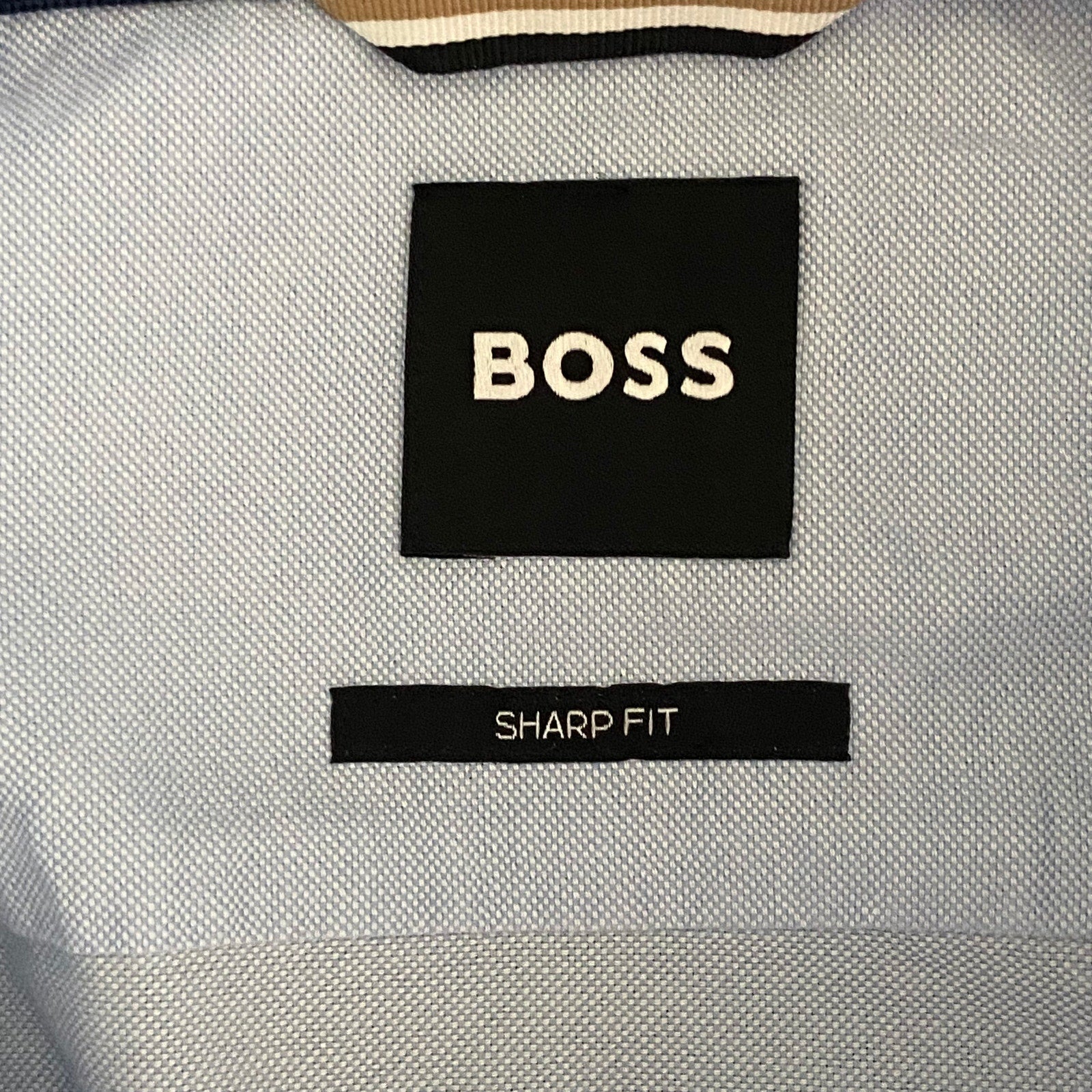 Boss Dress Shirt Men's Medium 15.5 32/33 Sharp Fit Long Sleeve Cotton Blue