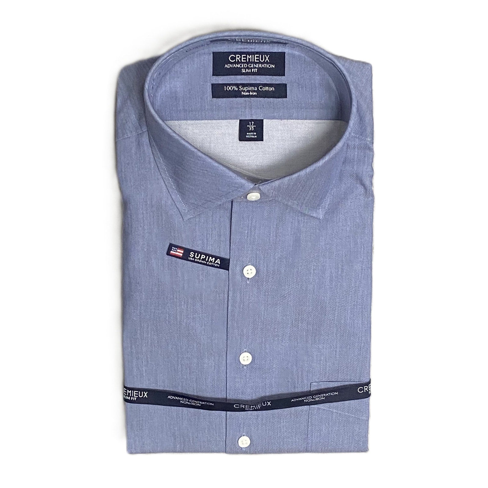 Daniel Cremieux Dress Shirt Men's 17-35 Slim Fit Supima Cotton Blue NEW