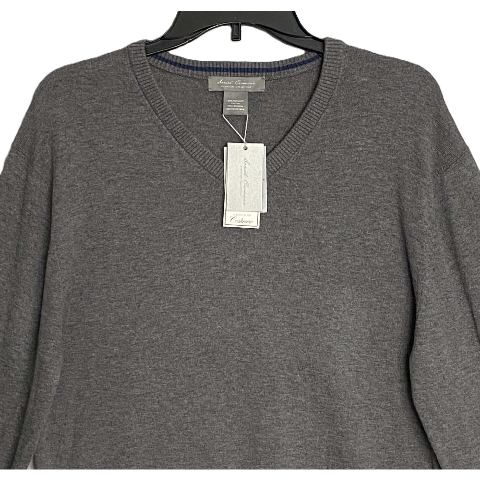 Daniel Cremieux V-Neck Sweater Men's XL Pima Cotton Cashmere Blend Gray
