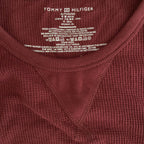 Tommy Hilfiger Tee Men's XL Long Sleeve Waffle-Knit Crew Neck Maroon