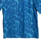 Theory Men's Medium Short Sleeve Shirt Camp Collar Blue Ripple Print