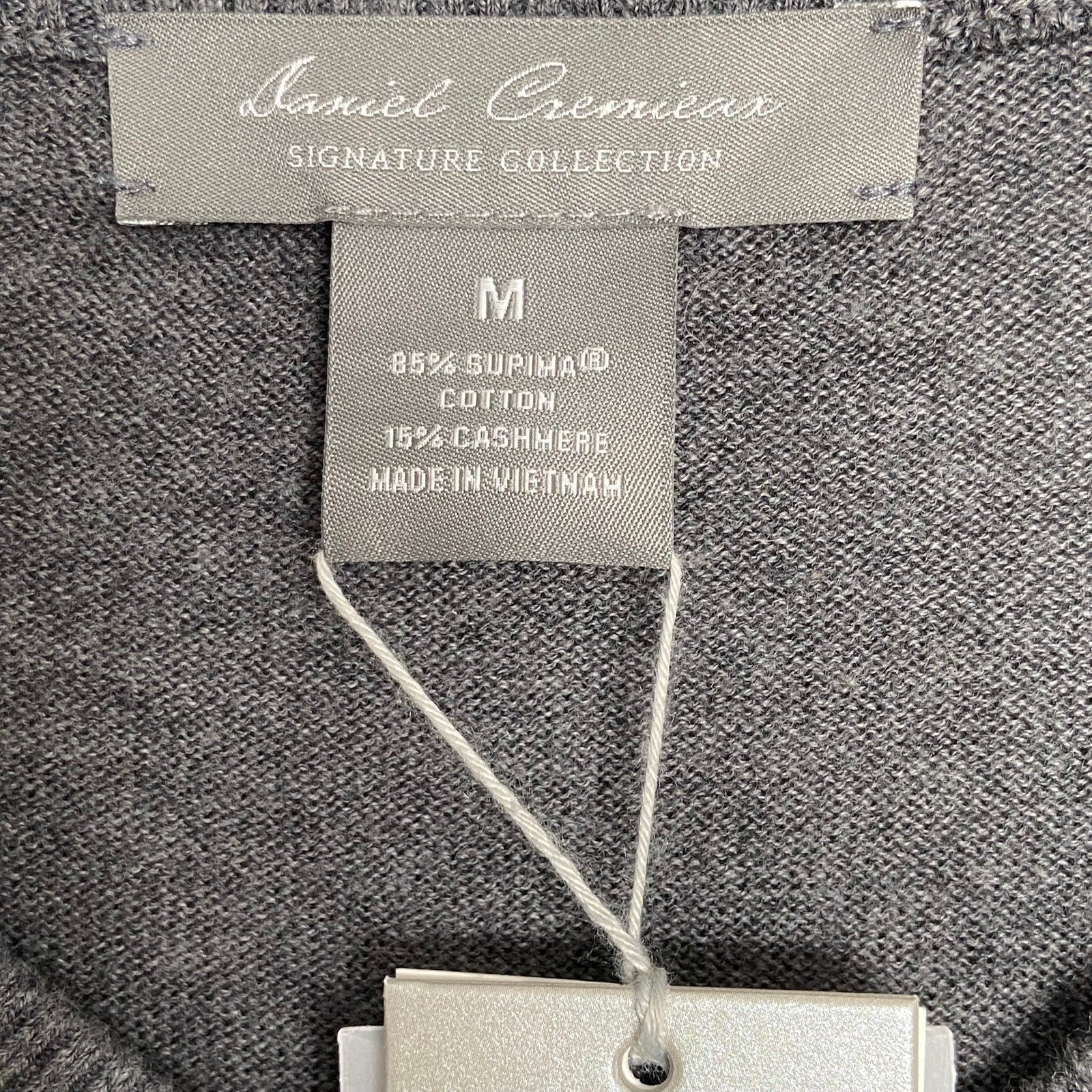 Daniel Cremieux V-Neck Sweater Men's Medium Pima Cotton Cashmere Blend Gray
