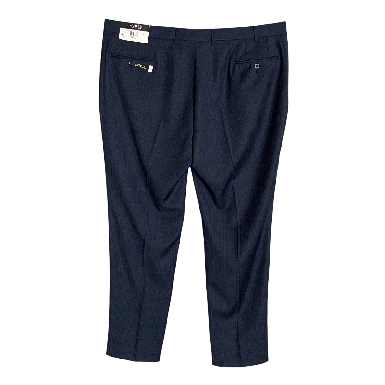 Lauren Ralph Lauren Men's 42x32 Suit Pant Classic Fit Stretch Navy Plaid