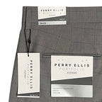 Perry Ellis Portfolio Pants Men's 36x29 Dress Pant Slim Fit Grey Window Pane NEW