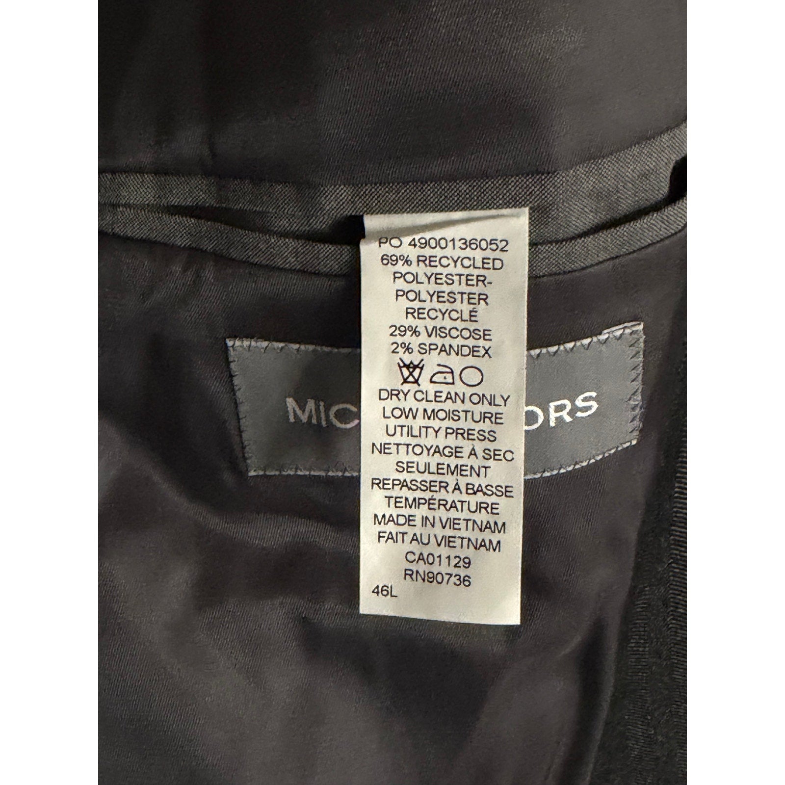 Michael Kors Sport Coat Men's 46 Long Classic Fit Charcoal Herringbone