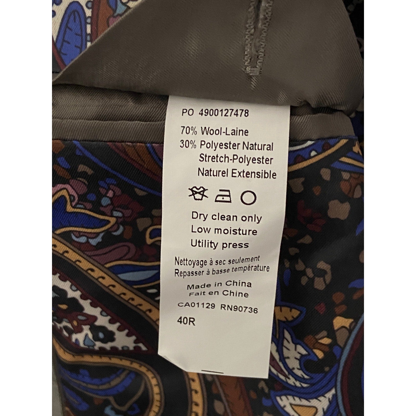 Tallia Verdello Suit Jacket Men's 40 Regular Stretch Wool Cream/Brown Plaid