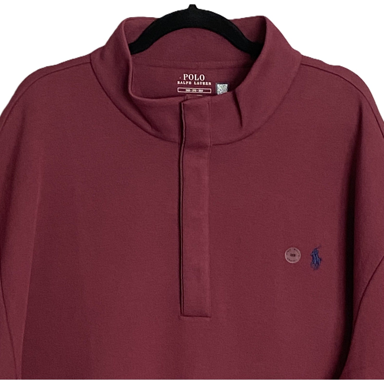 Polo Ralph Lauren Pullover Men's 4XB Big & Tall Mock Neck Snap Button Red