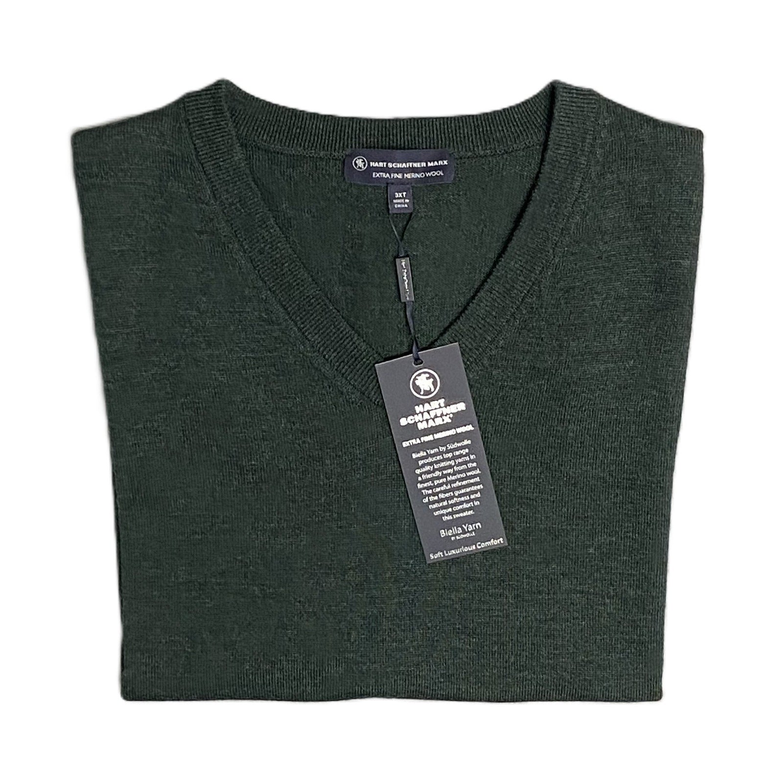 Hart Schaffner Marx Merino Wool Vest Men's 3XT Big & Tall Dk Spruce Heather