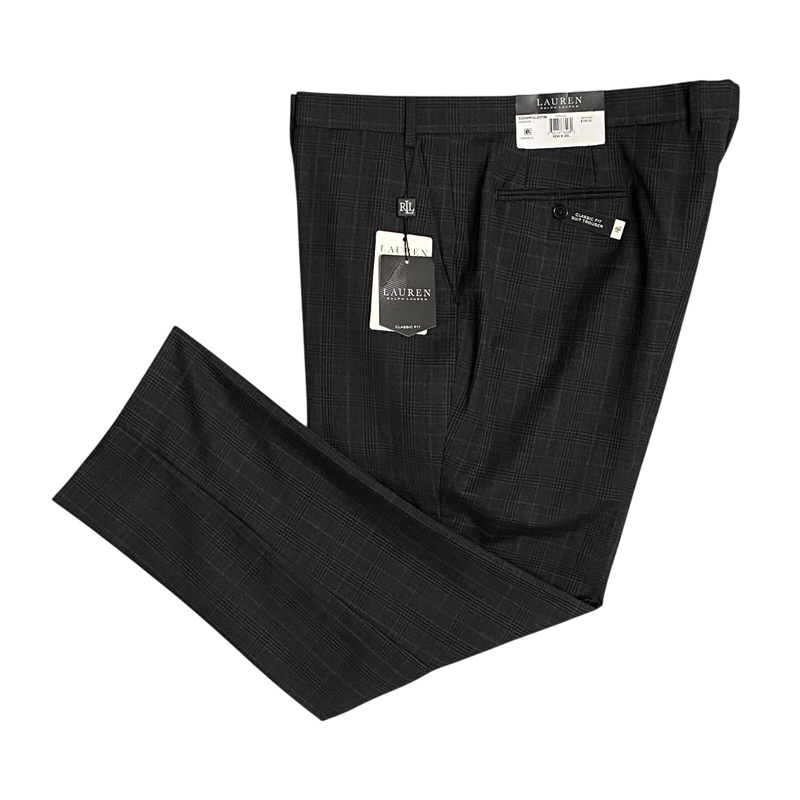Lauren Ralph Lauren Suit Pants Men's 42"x30" Ultraflex Classic Fit Charcoal