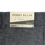 Perry Ellis Portfolio Pants Men's 38"x32" Modern Fit Linen Blend Blueprint