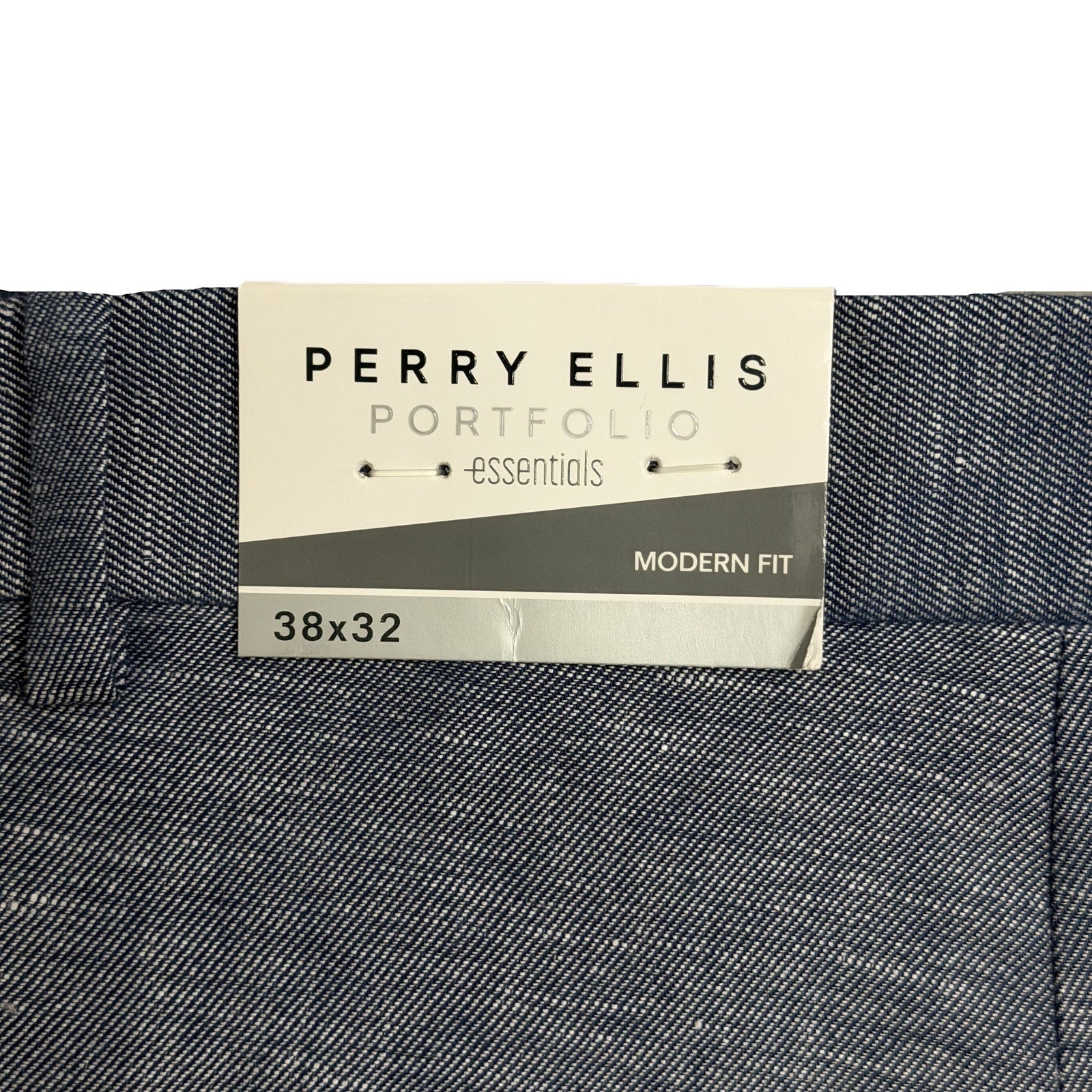 Perry Ellis Portfolio Pants Men's 38"x32" Modern Fit Linen Blend Blueprint