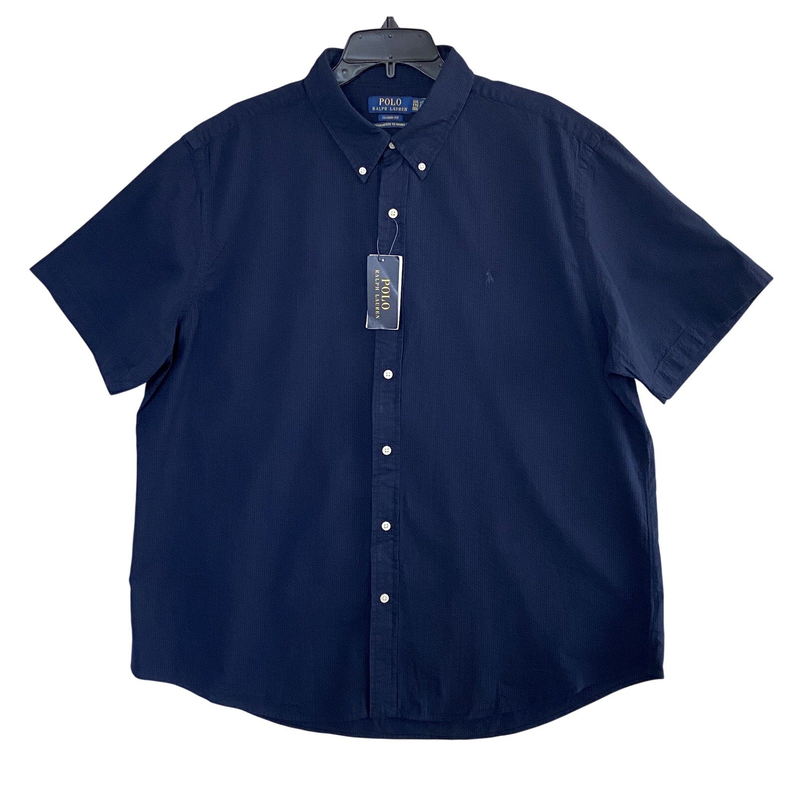 Polo Ralph Lauren Shirt Men's XXL Classic Fit Seersucker Shirt Blue