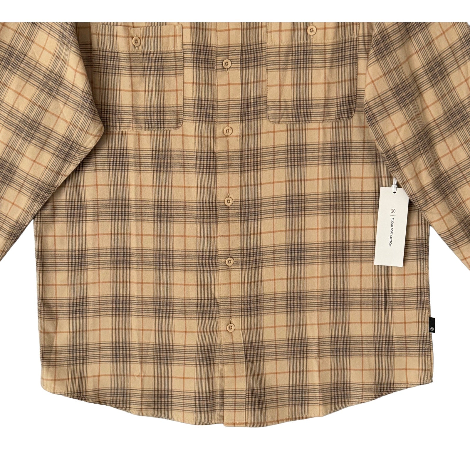 AG Los Angeles Wayne Work Shirt Men's Small Relaxed Fit Tan Plaid