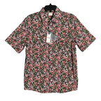 Rowm Men's Shirt Medium Casual Short Sleeve Pockets Pink Gray Floral UPF 30+