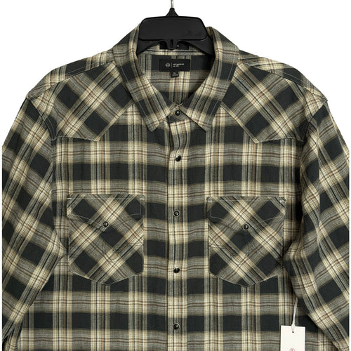 AG Los Angeles Shirt Men's XL Classic Fit Huston Western Charcoal Plaid