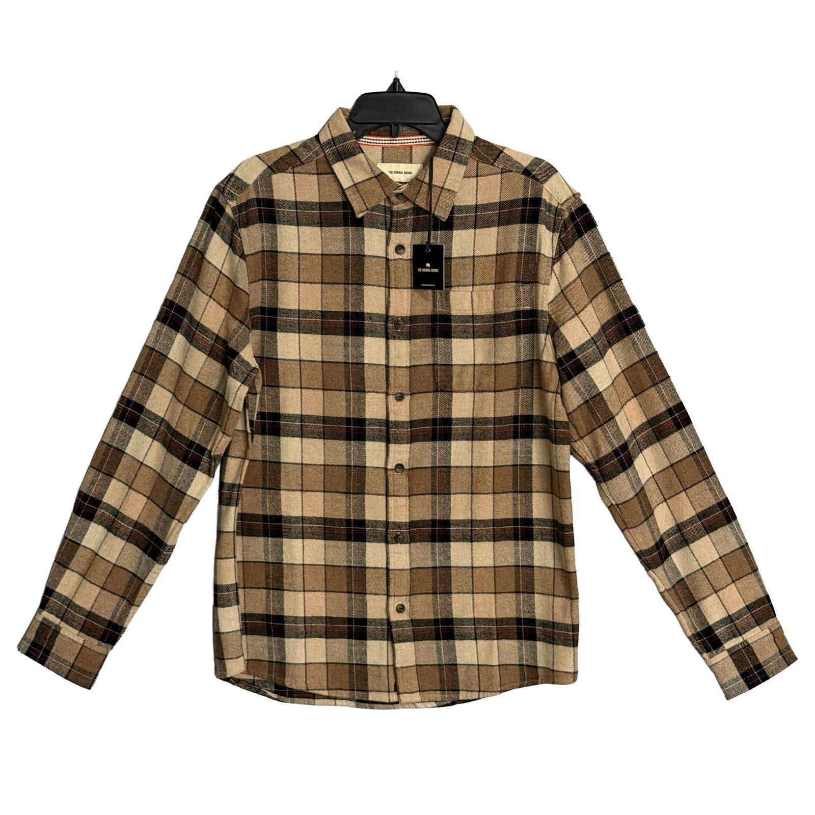 The Normal Brand Shirt Men's Medium Long Sleeve Soft Flannel Mink Plaid