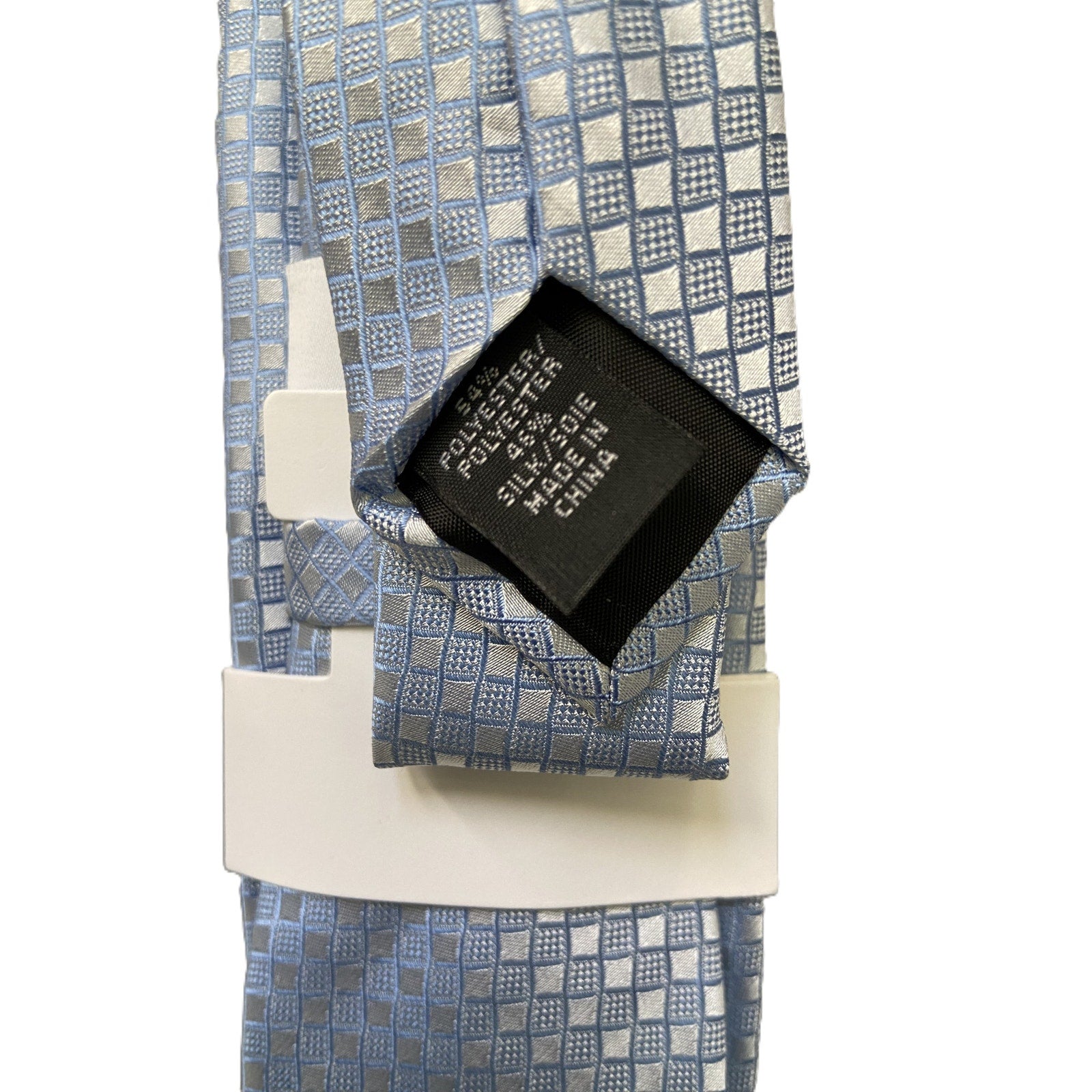 Calvin Klein Necktie Silk Blend Classic Width and Length Blue Check