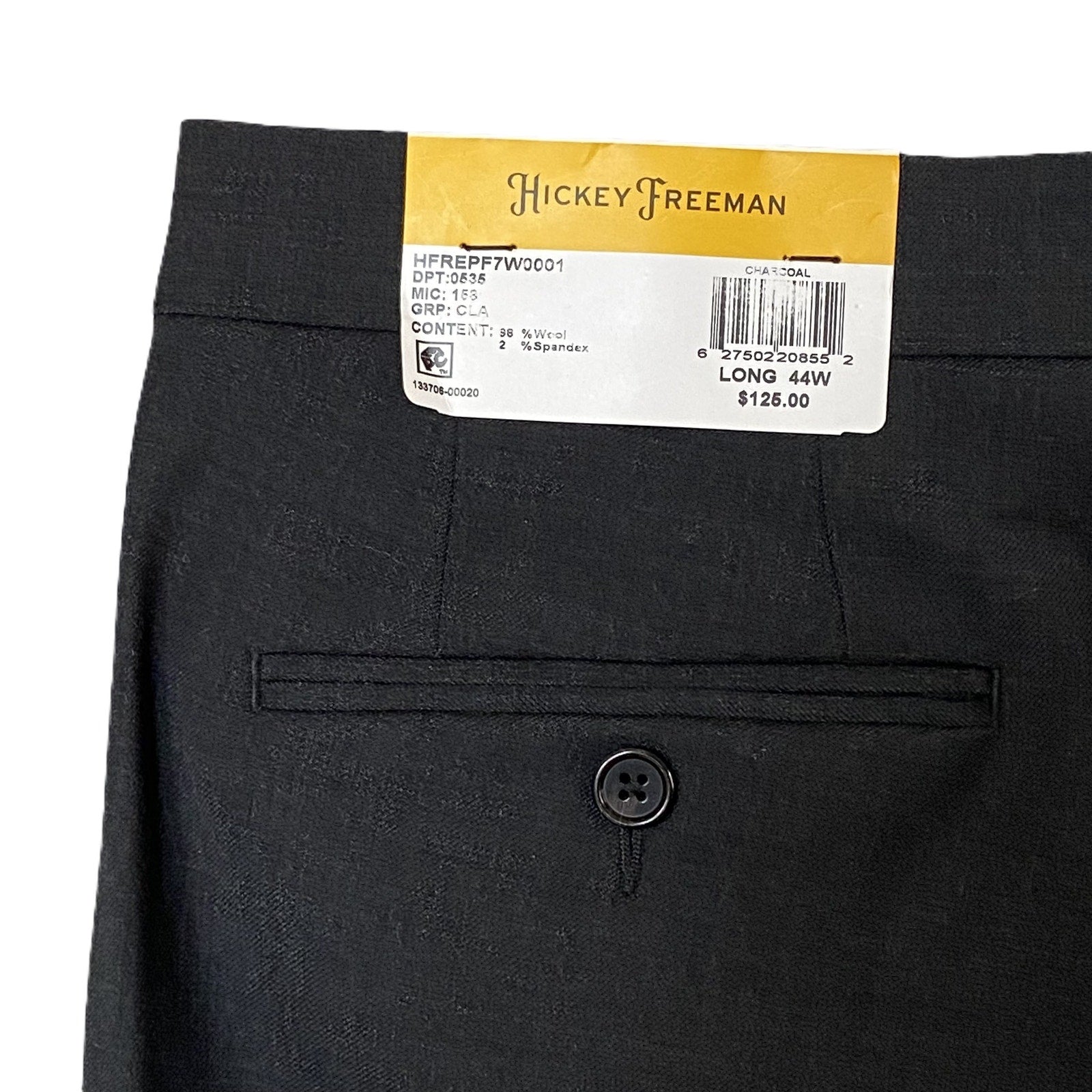 Hickey Freeman Dress Pant Men's 44W Dress Pant Classic Fit Wool Charcoal