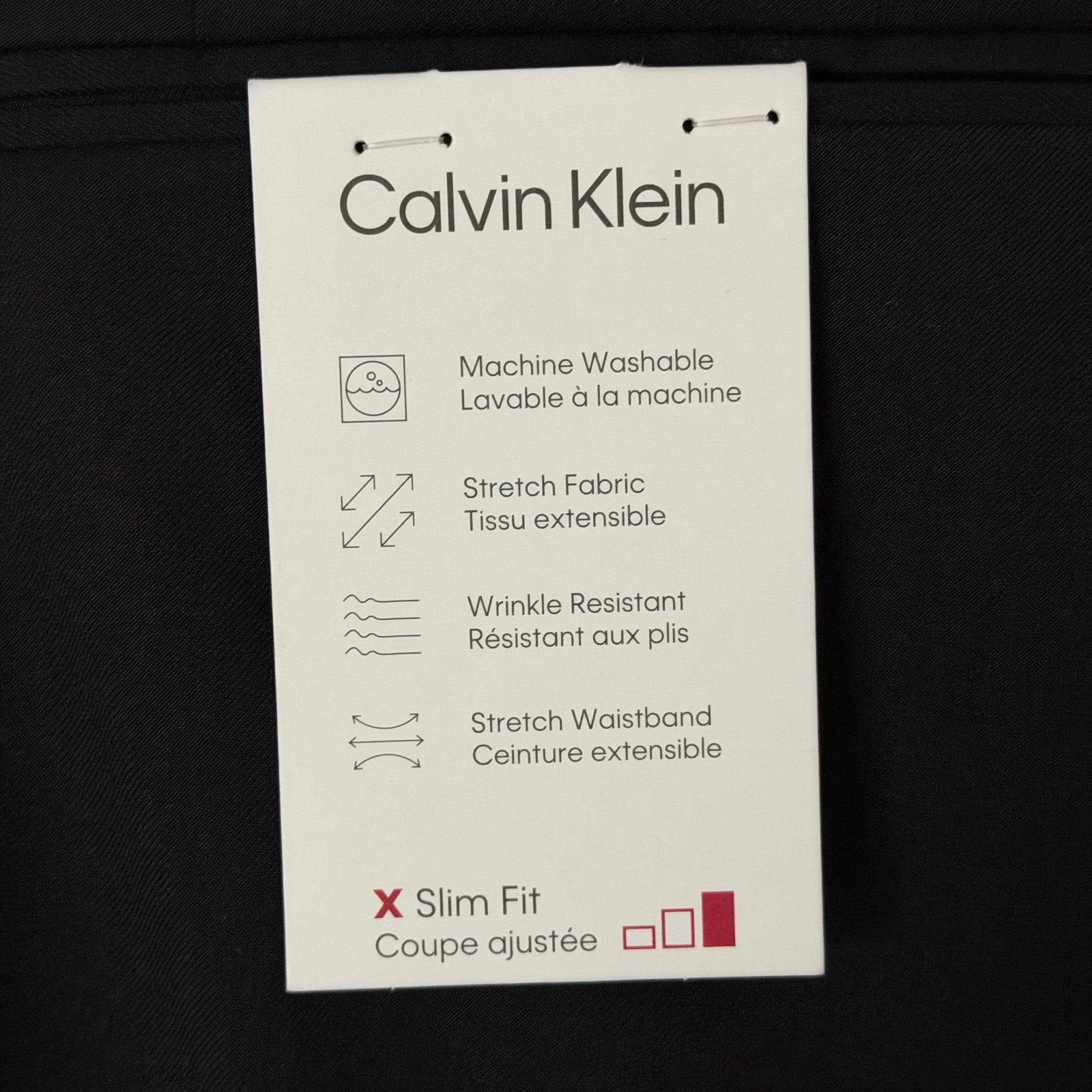 Calvin Klein Dress Pant Men's 36"x32" Slim Fit Stretch Waistband Solid Black