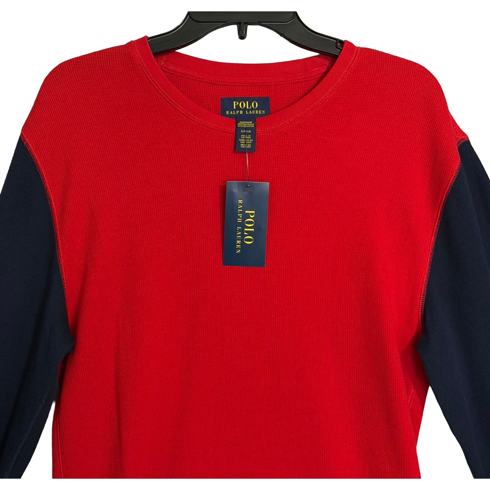 Polo Ralph Lauren Sleepwear Men's Small Crew Neck Long Sleeve Shirt Red Blue