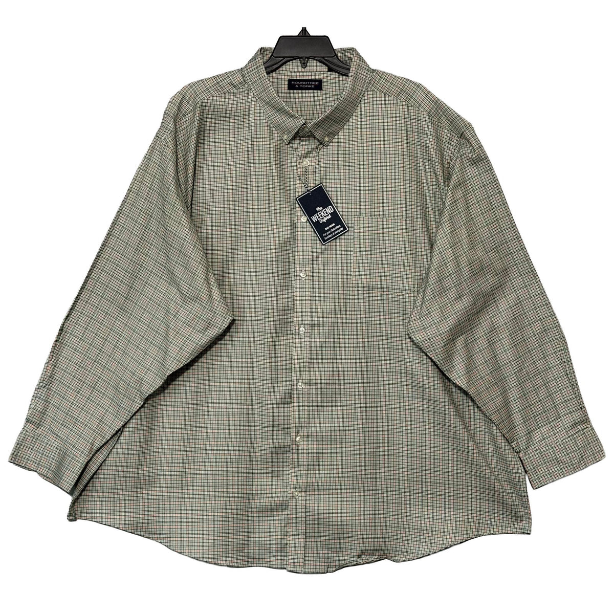 Roundtree & Yorke Oxford Dress Shirt Men's 4XB LS Big & Tall Green Red NWT