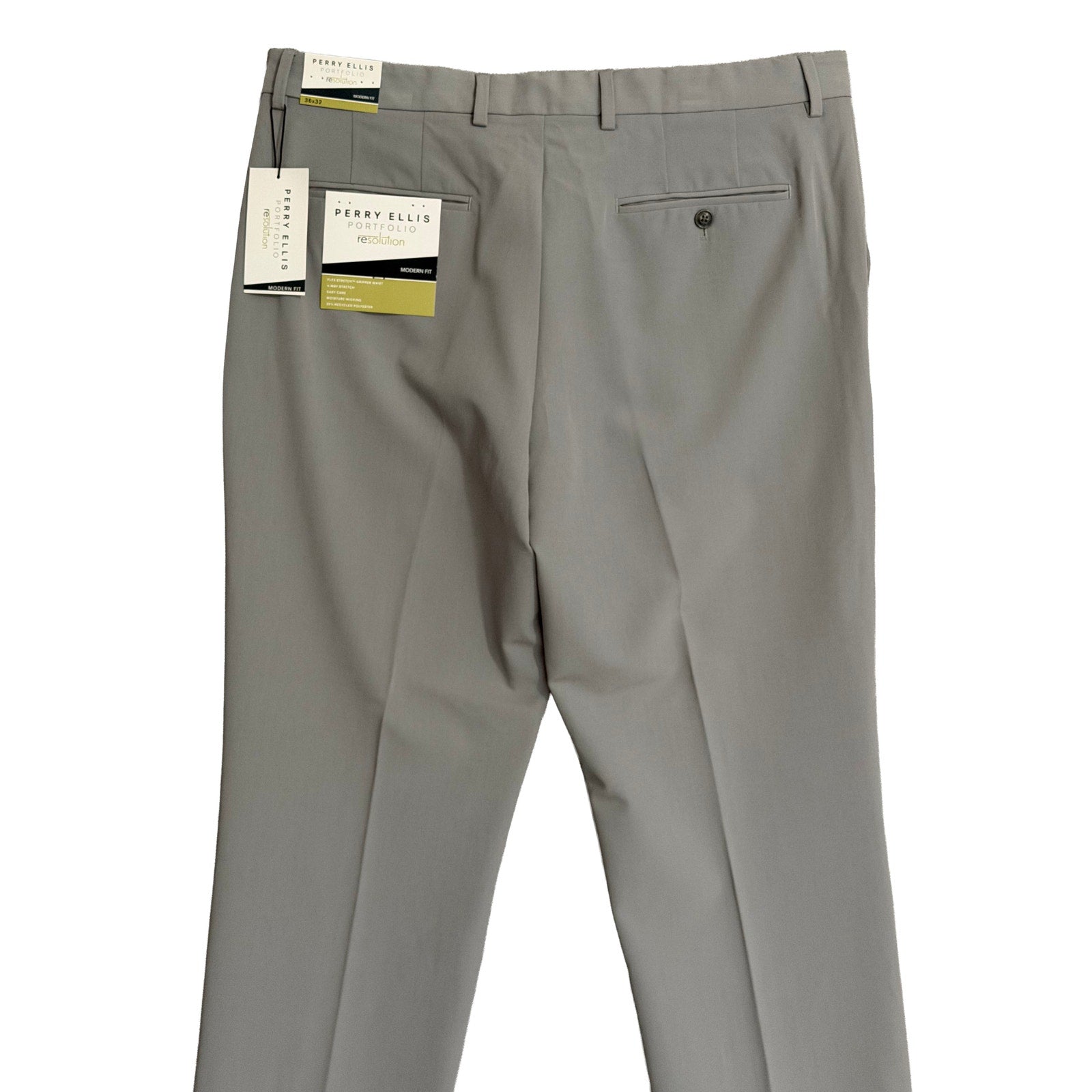 Perry Ellis Portfolio Dress Pant Men's 36"x32" Modern Fit Chiseled Stone