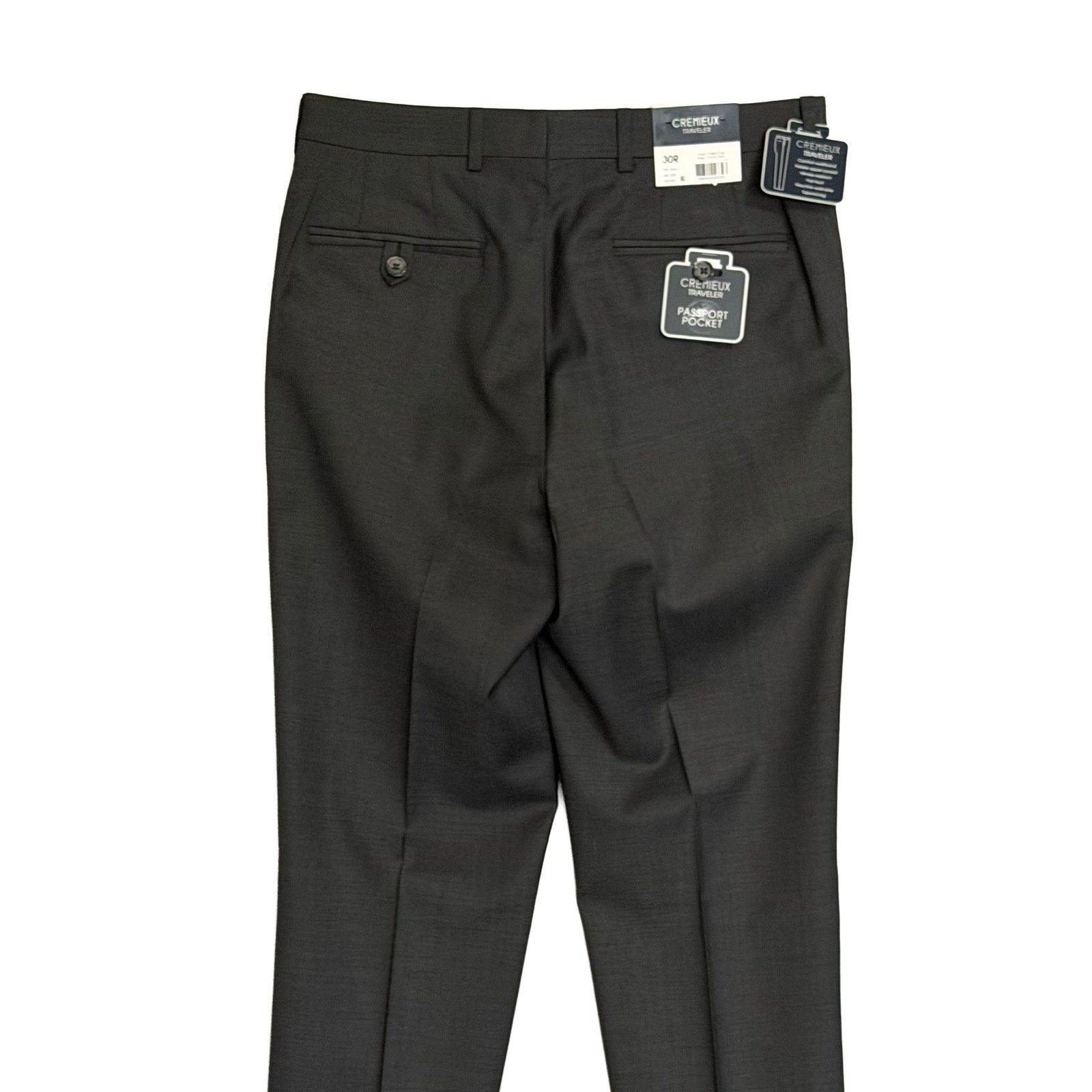Daniel Cremieux Dress Pant Men's 30R Traveler Raw Hem Comfort Waist Charcoal