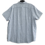Michael Kors Shirt Men's XXL Classic Fit Linen Short Sleeve Blue Pinstripe