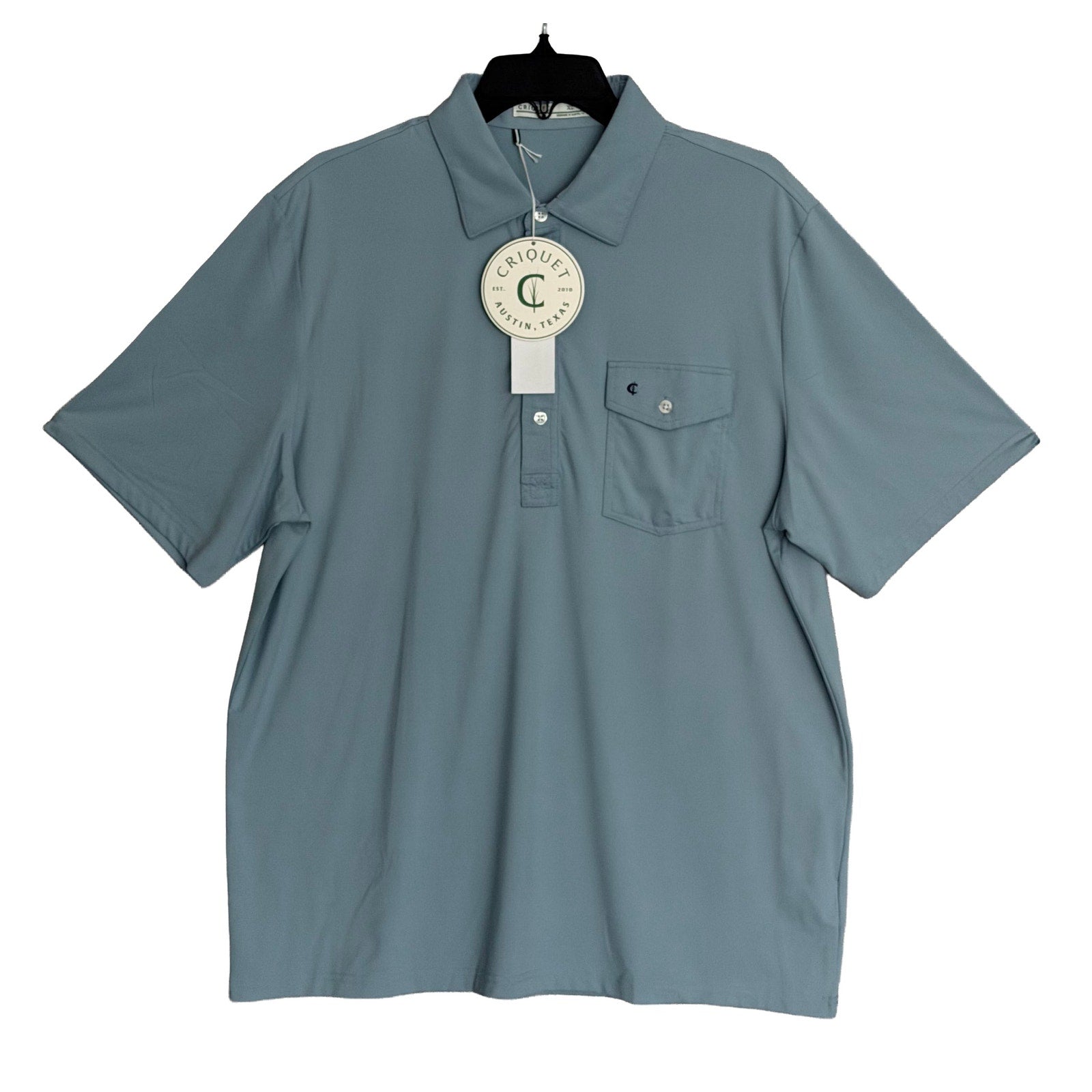 Criquet Men's XL Pocket Polo Shirt Short Sleeve Stretch Blue Bell