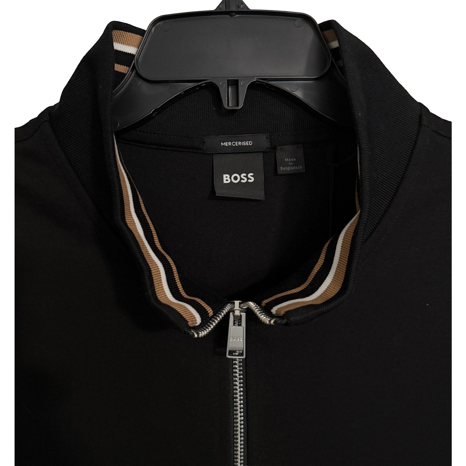 Boss Half-Zip Pullover Men's 2XT Mercerized Cotton Stand Collar Solid Black