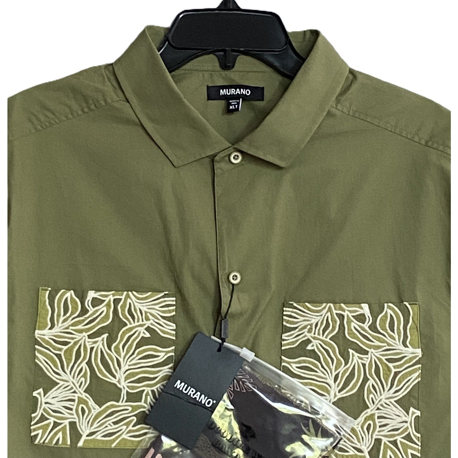 Murano Casual Shirt w/Bandana Men's XLT Big & Tall Cotton Med Sage