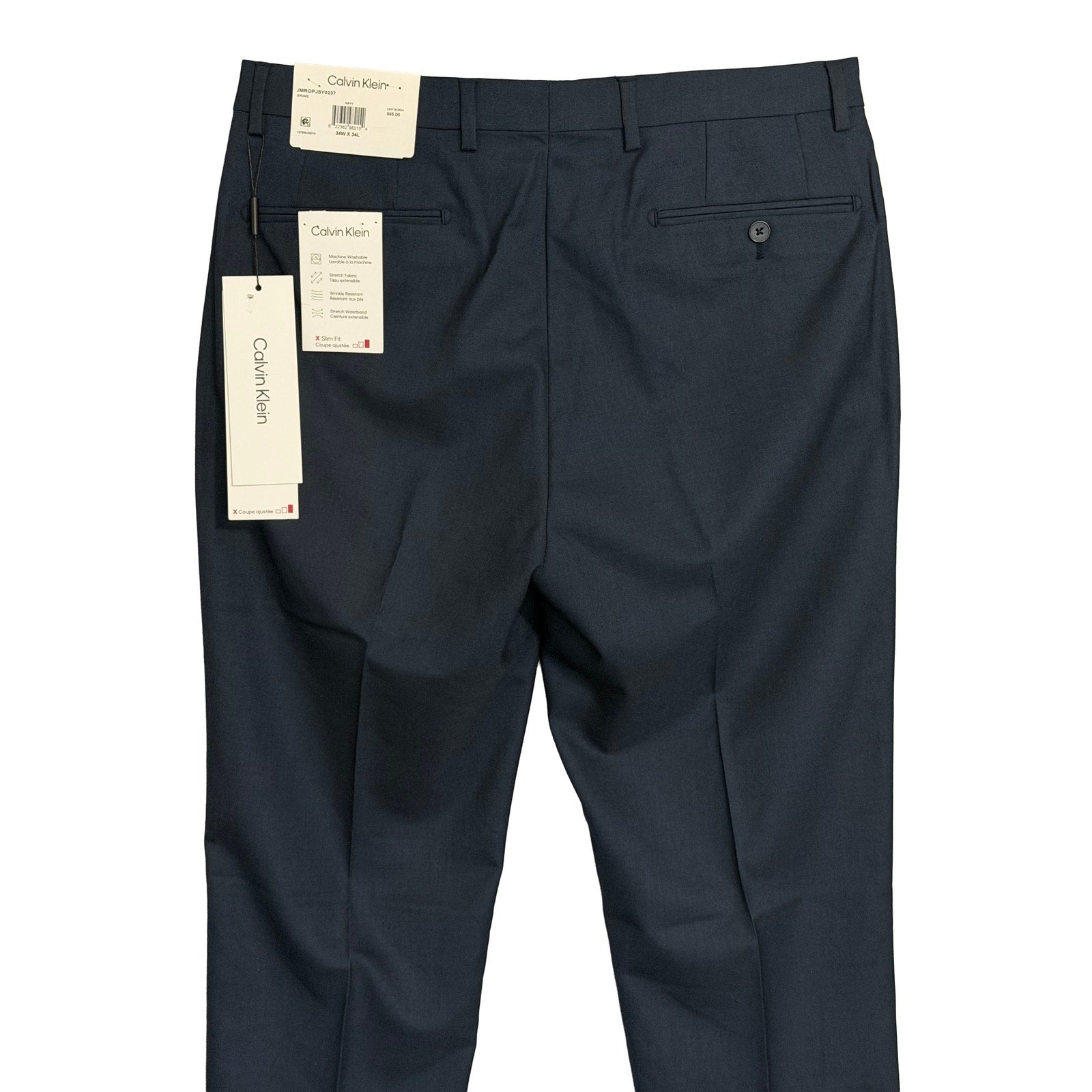 Calvin Klein Dress Pant Men's 34"x34" Slim Fit Flat Front Stretch Blue